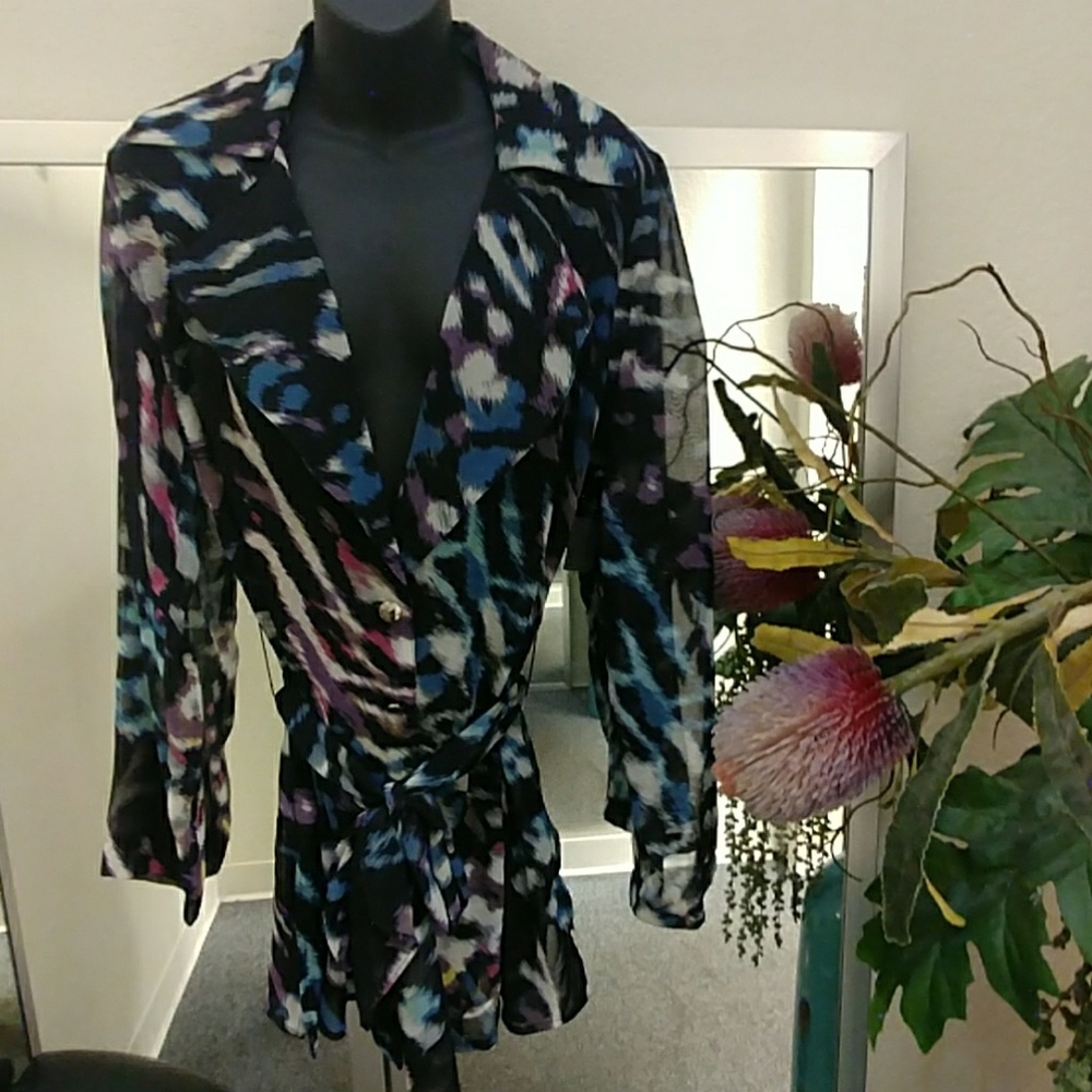Bisou Bisou Macari Print Sheer Jacket